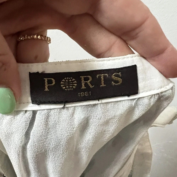 Ports Womens Silk Polka Dot Bubble Skirt Sz Medium Blue Gray Tulip - Picture 3 of 9